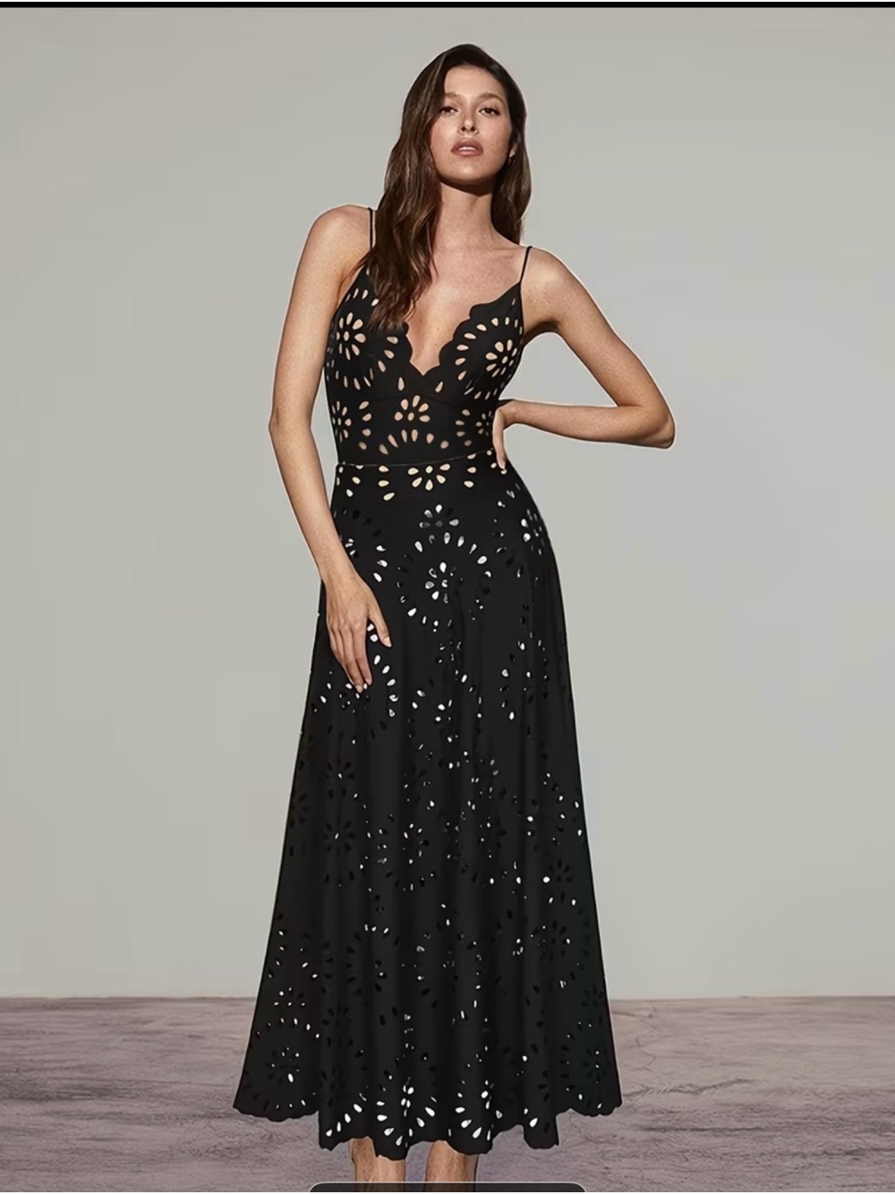 Black Laser-Cut Swim Coverup Maxi Skirt - Women - Picture 6 of 6